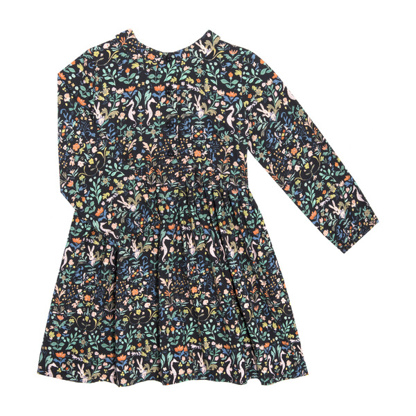 Emma Long Sleeve Collared Dress, Midnight Flowers & Rabbits - Kids Girl ...