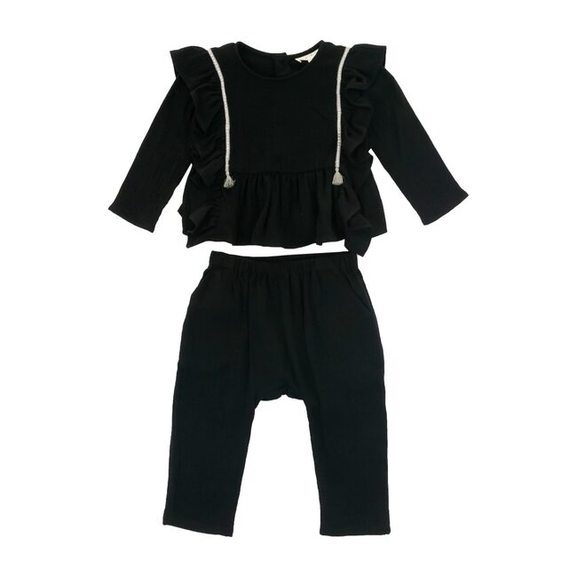 Luna Ruffled Set, Black - Mixed Apparel Set - 1