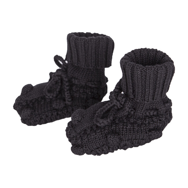 Knitted Booties, Black - Booties - 1