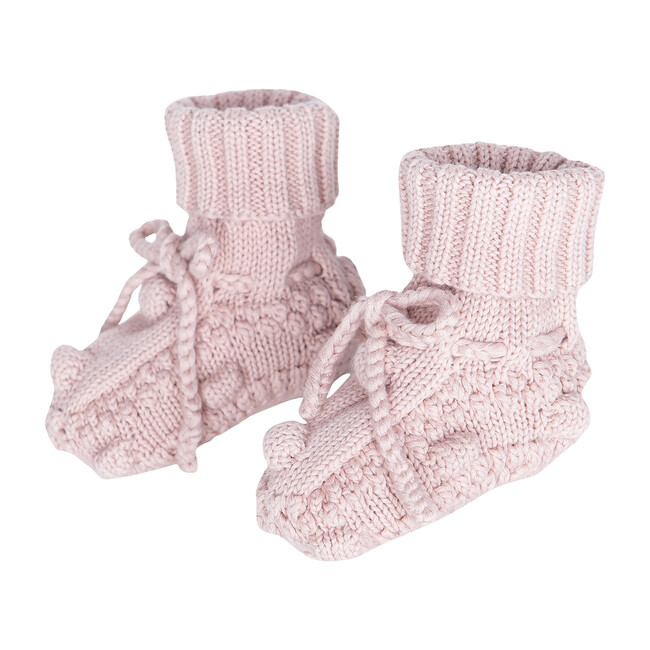 Knitted Booties, Dusty Rose - Booties - 1