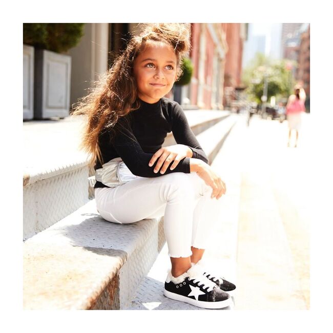 Ava's Fur Star Lace Sneaker, Black Velvet - Sneakers - 2