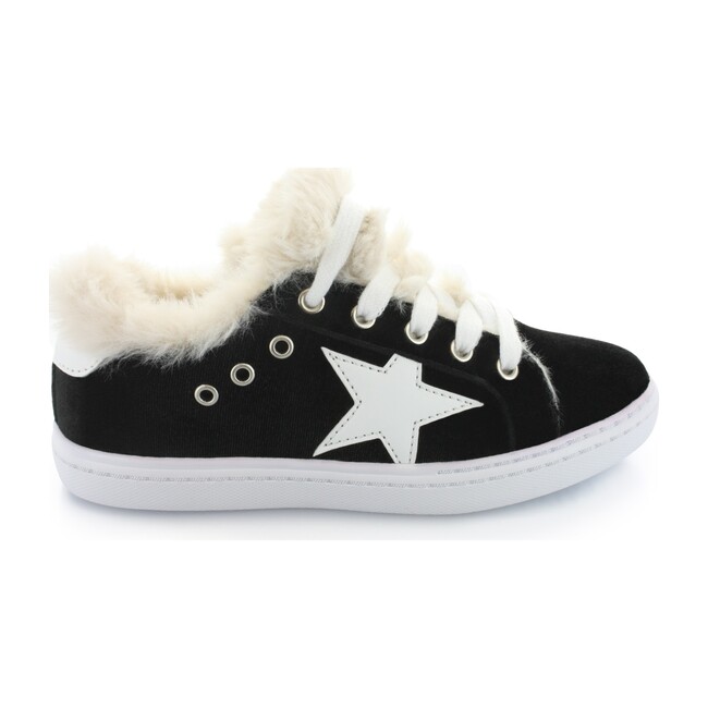 Ava's Fur Star Lace Sneaker, Black Velvet - Sneakers - 3