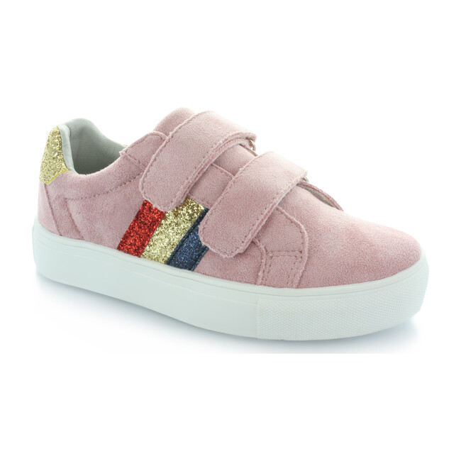 Dee's Rainbow Velcro Sneaker, Pink Velvet - Hoo Shoes Shoes | Maisonette