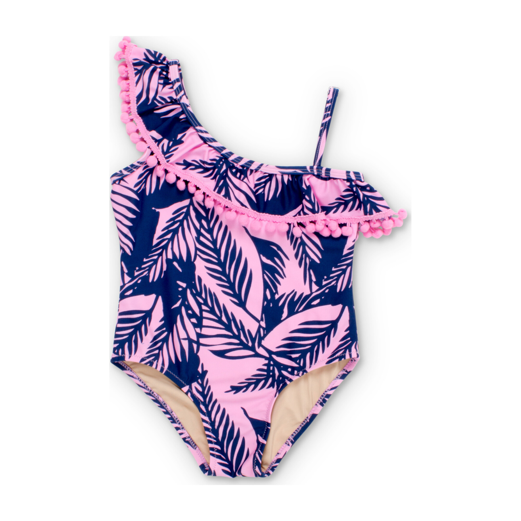 Navy and Pink Palm Reader One Piece Swimsuit