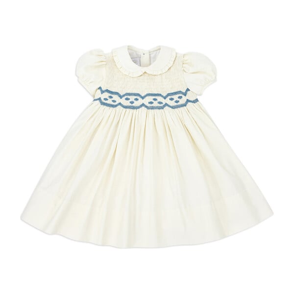 Fleur Corduroy Scalloped Dress, White