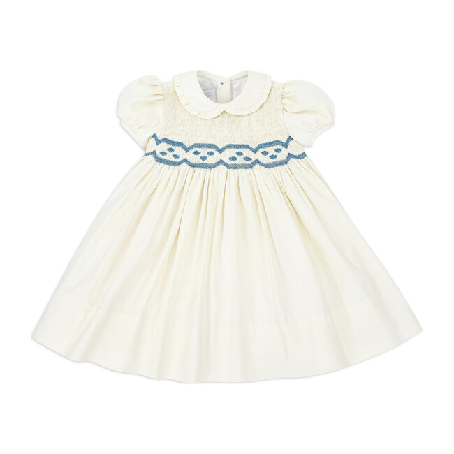 Fleur Corduroy Scalloped Dress, White - Dresses - 1