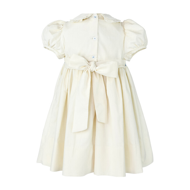 Fleur Corduroy Scalloped Dress, White - Dresses - 2