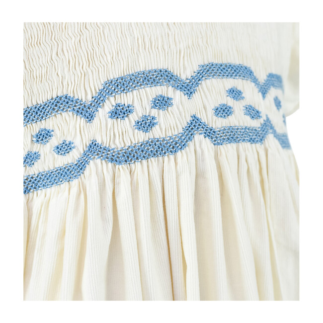 Fleur Corduroy Scalloped Dress, White - Dresses - 3
