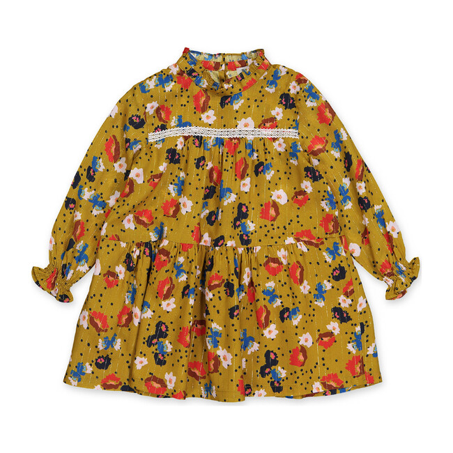 Elisabeth Dress, Ocher Flowers - Dresses - 1