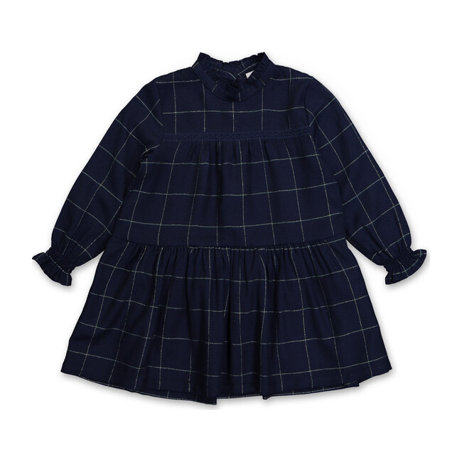 Elisabeth Dress, Lurex Bleu Nuit - Dresses - 1