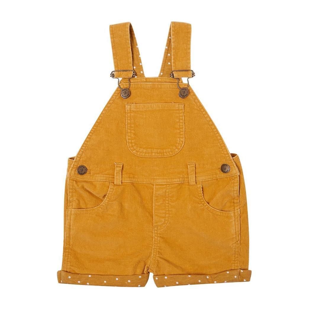 Corduory Short Dungarees, Yellow