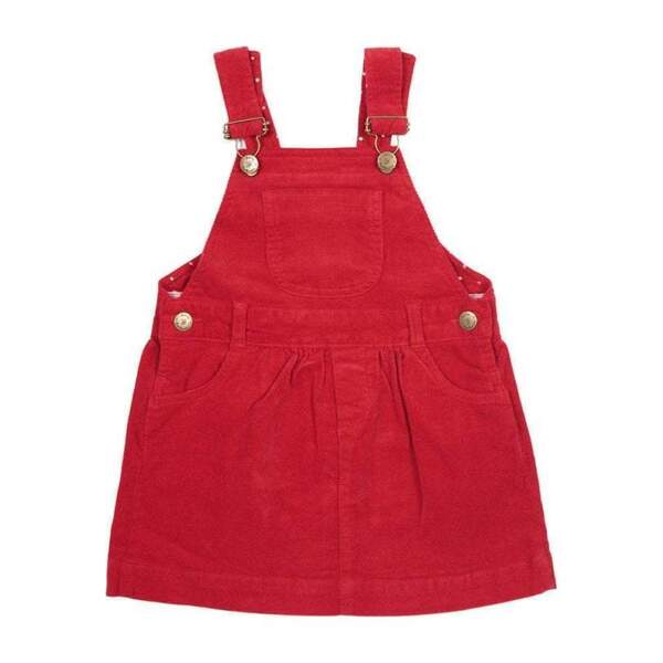 red corduroy overall dress