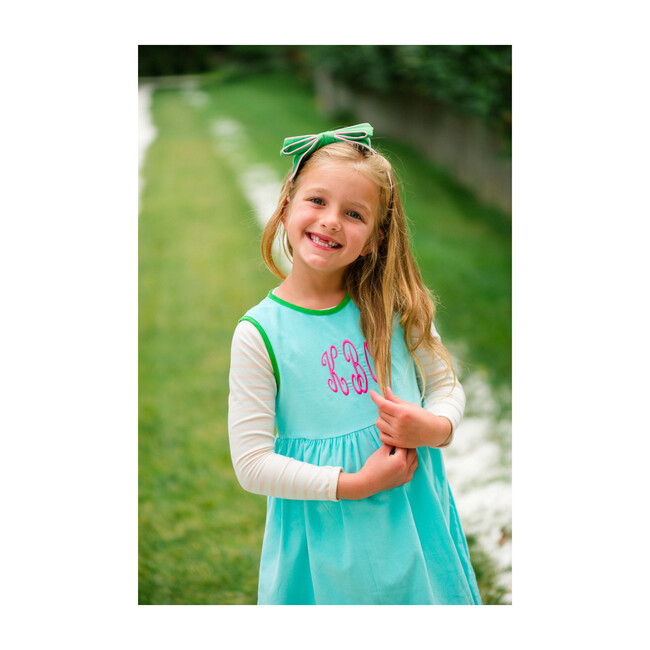 Corduroy Jumper, Blue & Green - Dresses - 2