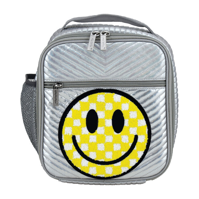 Smiley Face Lunch Tote, Silver - Lunchbags - 1