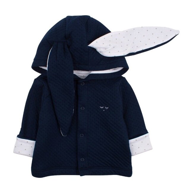 Bunny Cardigan, Blue & White - Sweaters - 1