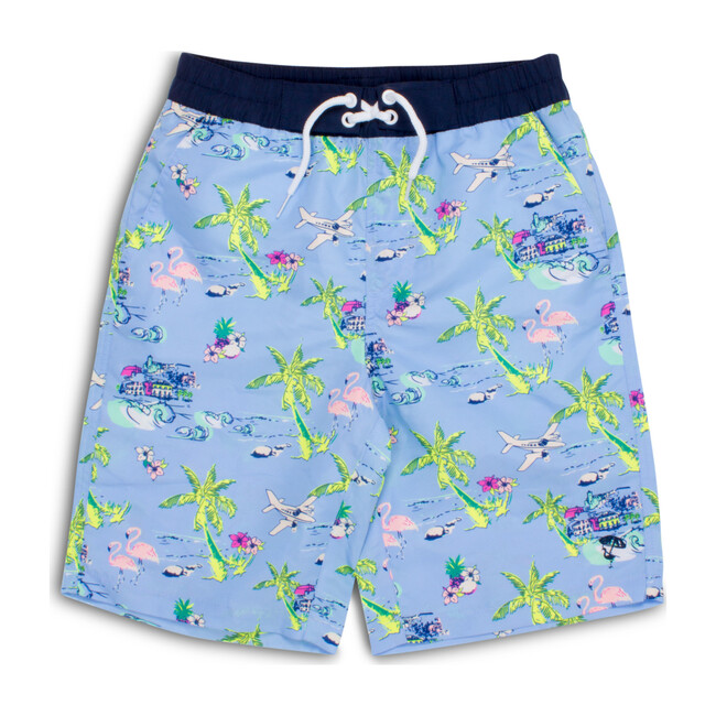 Boys Swim Shorts, Periwinkle Tiki - Shade Critters Swim | Maisonette