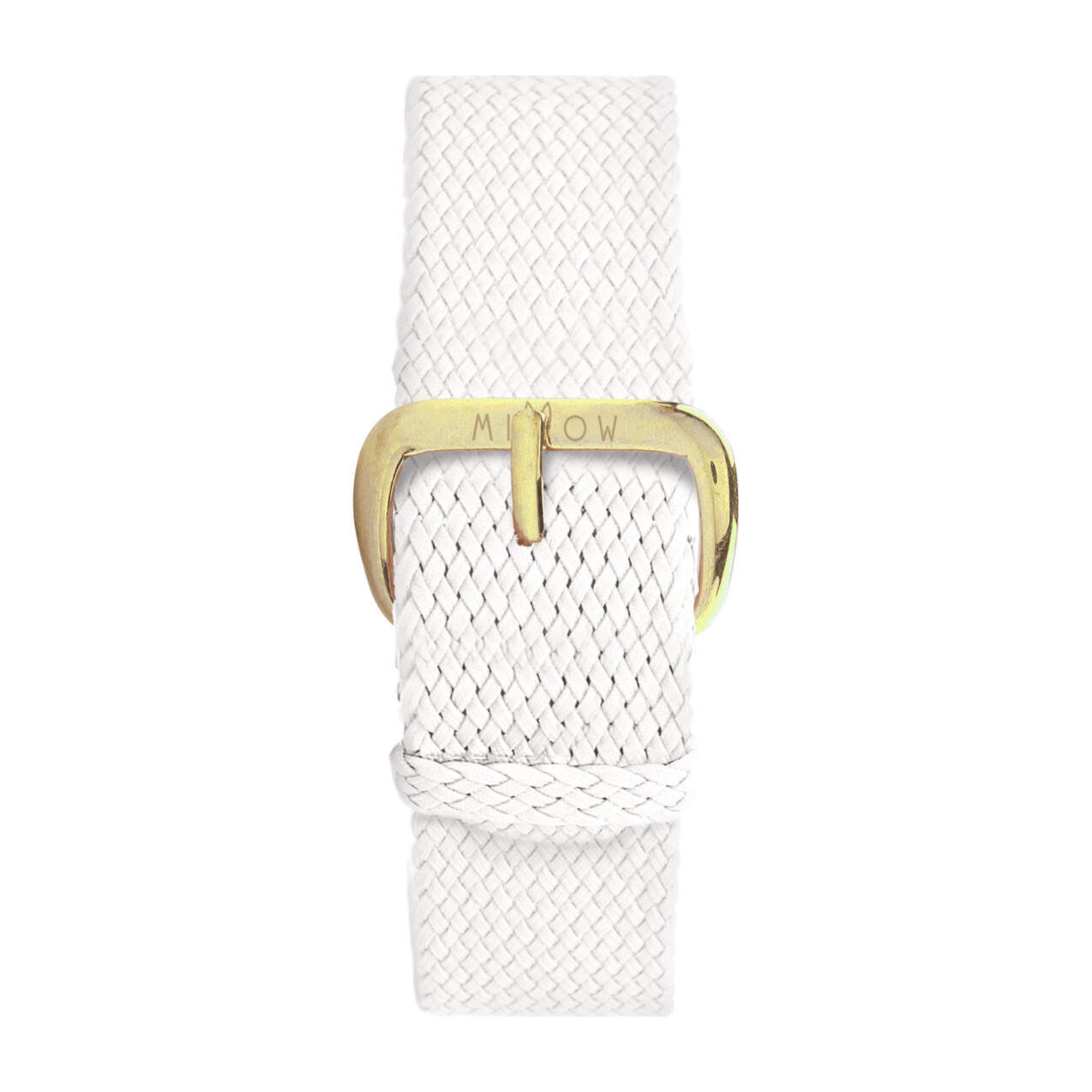 Braided Nylon Watch Band, White and Gold