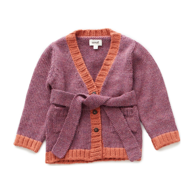 Belted Cardi, Mauve - Sweaters - 1