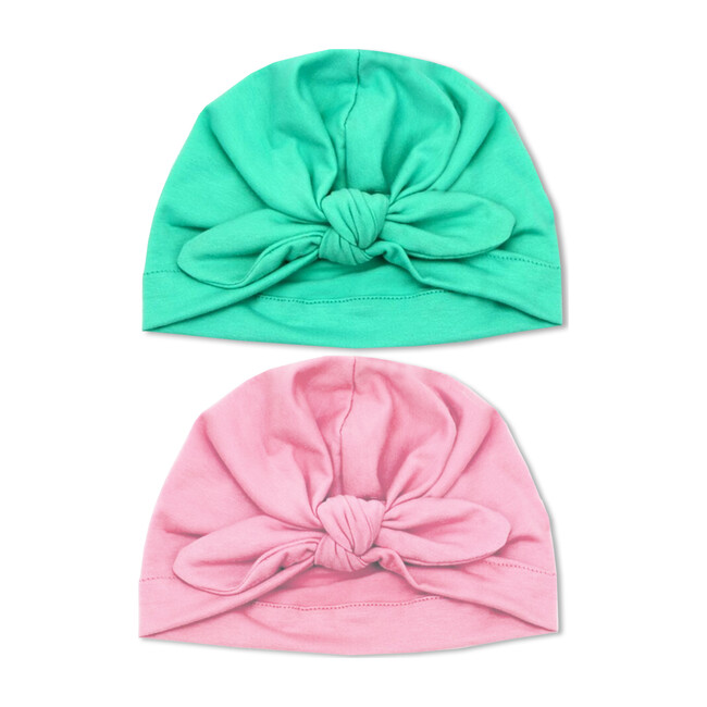 Baby Turban Set, Pink & Teal - Hair Accessories - 1