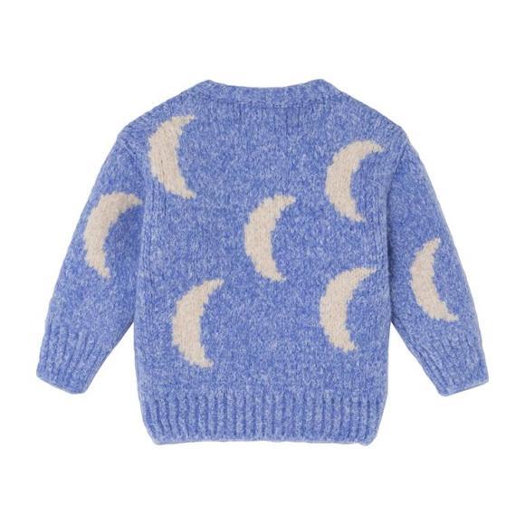 Baby Cardigan Sweater With Jacquard Moon Pattern, Purple - Cardigans - 3
