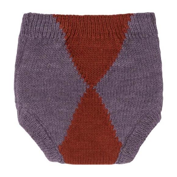 Baby Knitted Culotte Shorts Jacquard, Purple And Red - Shorts - 2