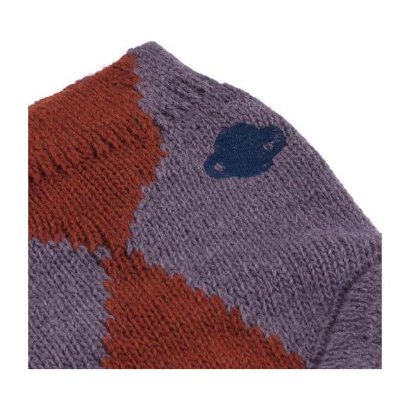Baby Knitted Culotte Shorts Jacquard, Purple And Red - Shorts - 3