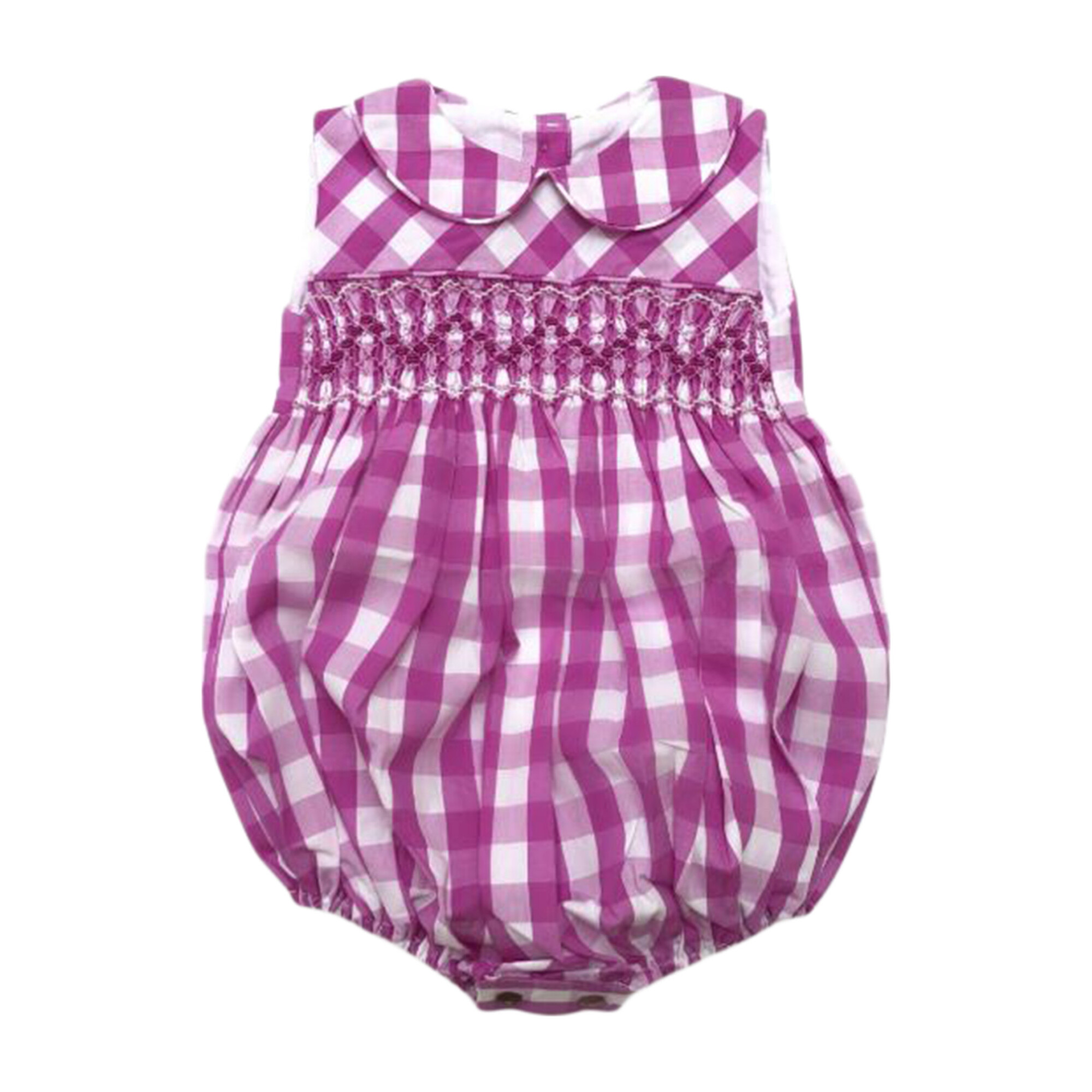 Amalia Romper, Purple Gingham Baby Girl Clothing Rompers