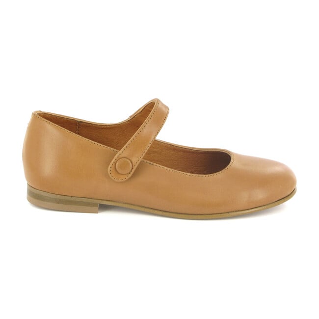 Leather Mary Jane Ballerinas, Beige - Flats - 1