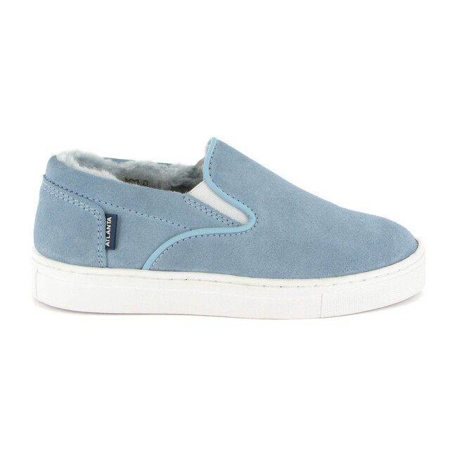 Slip-on with Fur Lining, Ski Blue Suede - Slip Ons - 1