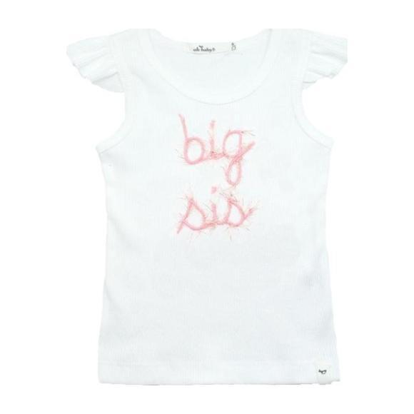 Big Sis Flutter Sleeve Tank, White