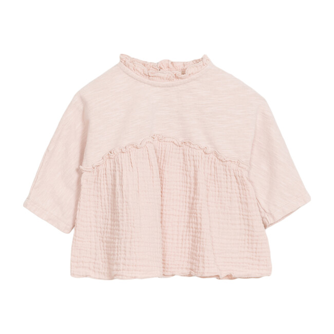 Ruffled High Neck Top, Blush