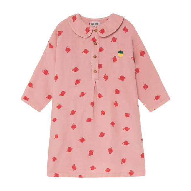 *Organic* All Over Saturn Button Dress, Pink - Dresses - 1