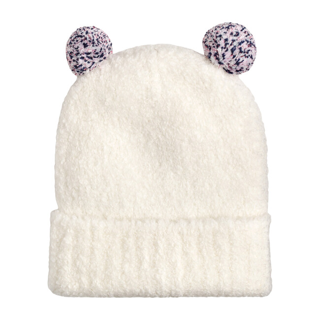 Double Pom Beanie, Ivory Rainbow - Hats - 1