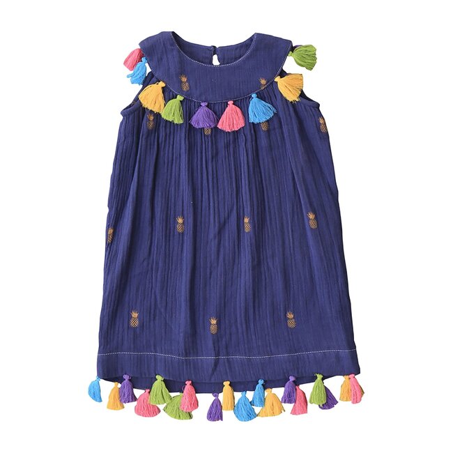 Katrina Dress, Indigo Gold Pineapple