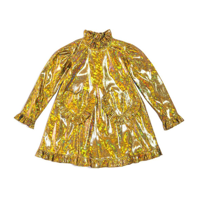 Exclusive* Girls Holographic Prairie Dress, Gold - BATSHEVA Dresses |  Maisonette