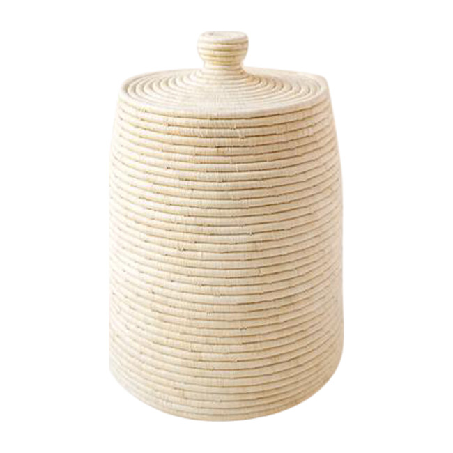 Raffia Lidded Basket, Natural - Storage - 1