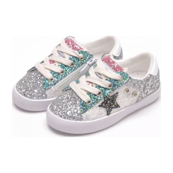 Star Glitter Sneakers, Silver - Kids 