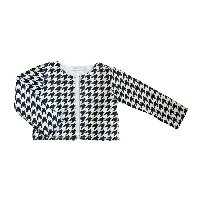 Nasim Jacket, Black & White Houndstooth Embroidery - Coats - 1