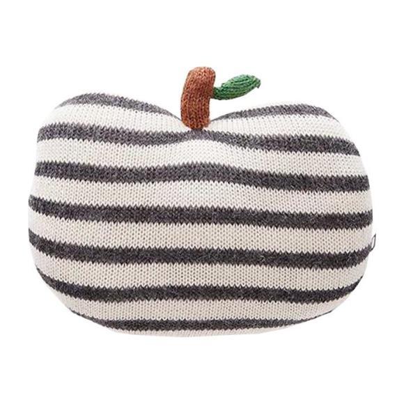 Apple Pillow, White and Grey Stripes - Pillows - 1