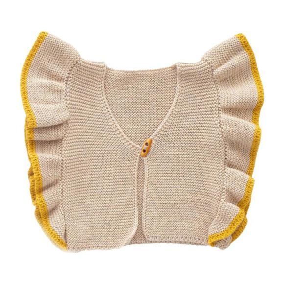 Ruffle Vest, Beige - Vests - 1