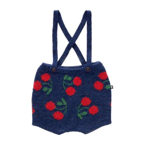 Cherry Shorts With Suspenders, Navy - Shorts - 1