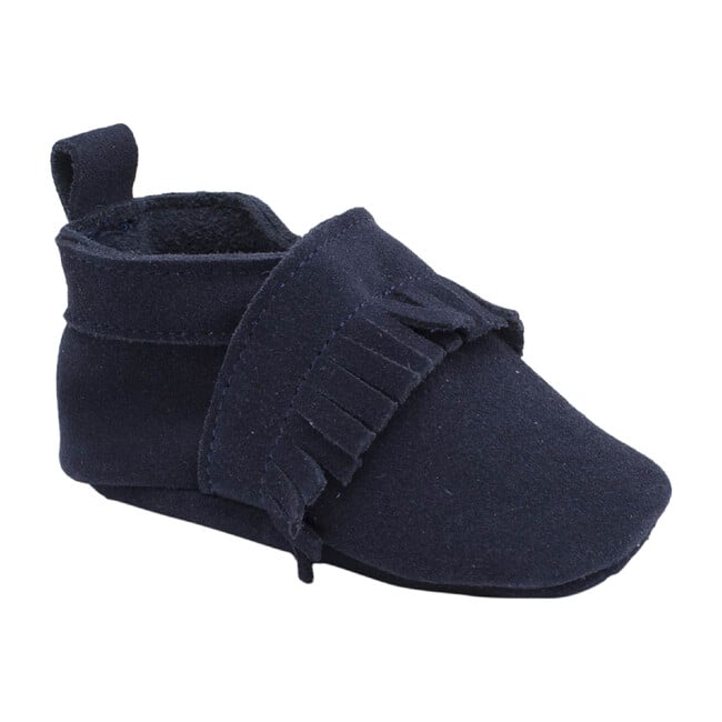 Maxence Slipper with Fringes, Marine Blue