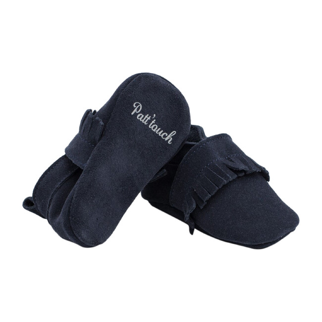 Maxence Slipper with Fringes, Marine Blue