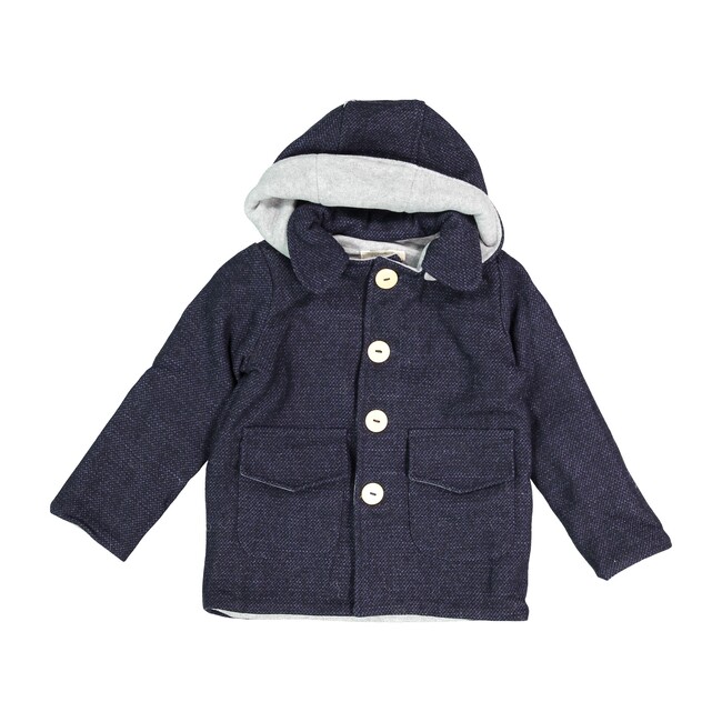Theo Tweed Coat, Navy - Coats - 1