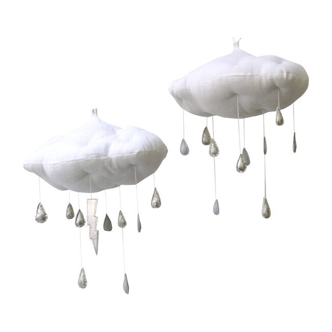 LUXE Color Fade Rain Cloud Mobile, Silver & Gray + Bolt Baby Jives