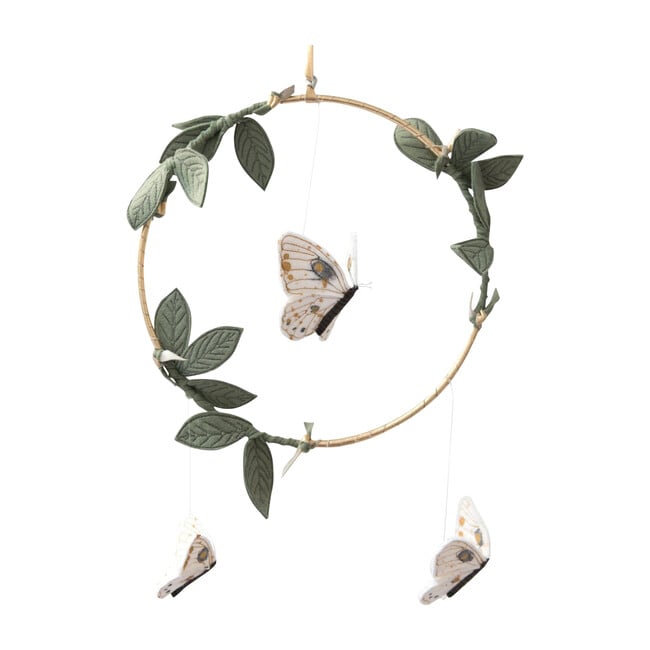 LUXE Luna Moth Mobile in White Gold & Green