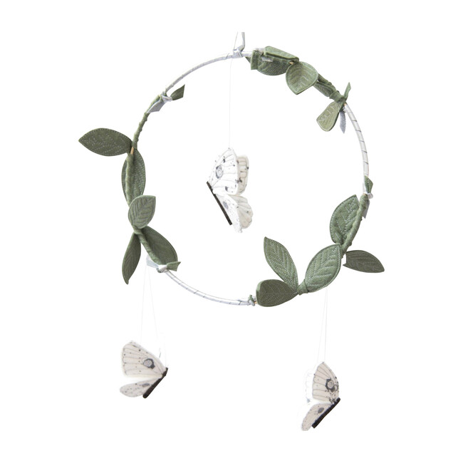 LUXE Luna Moth Mobile in White, Silver & Green
