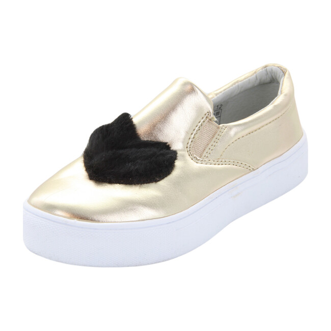Fur Heart & Star Slip-On, Gold/Black - Sneakers - 1