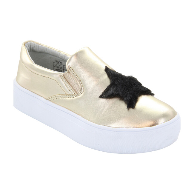 Fur Heart & Star Slip-On, Gold/Black - Sneakers - 2
