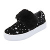 Fur Velcro Sneaker, Black/Silver Stars - Sneakers - 1 - thumbnail